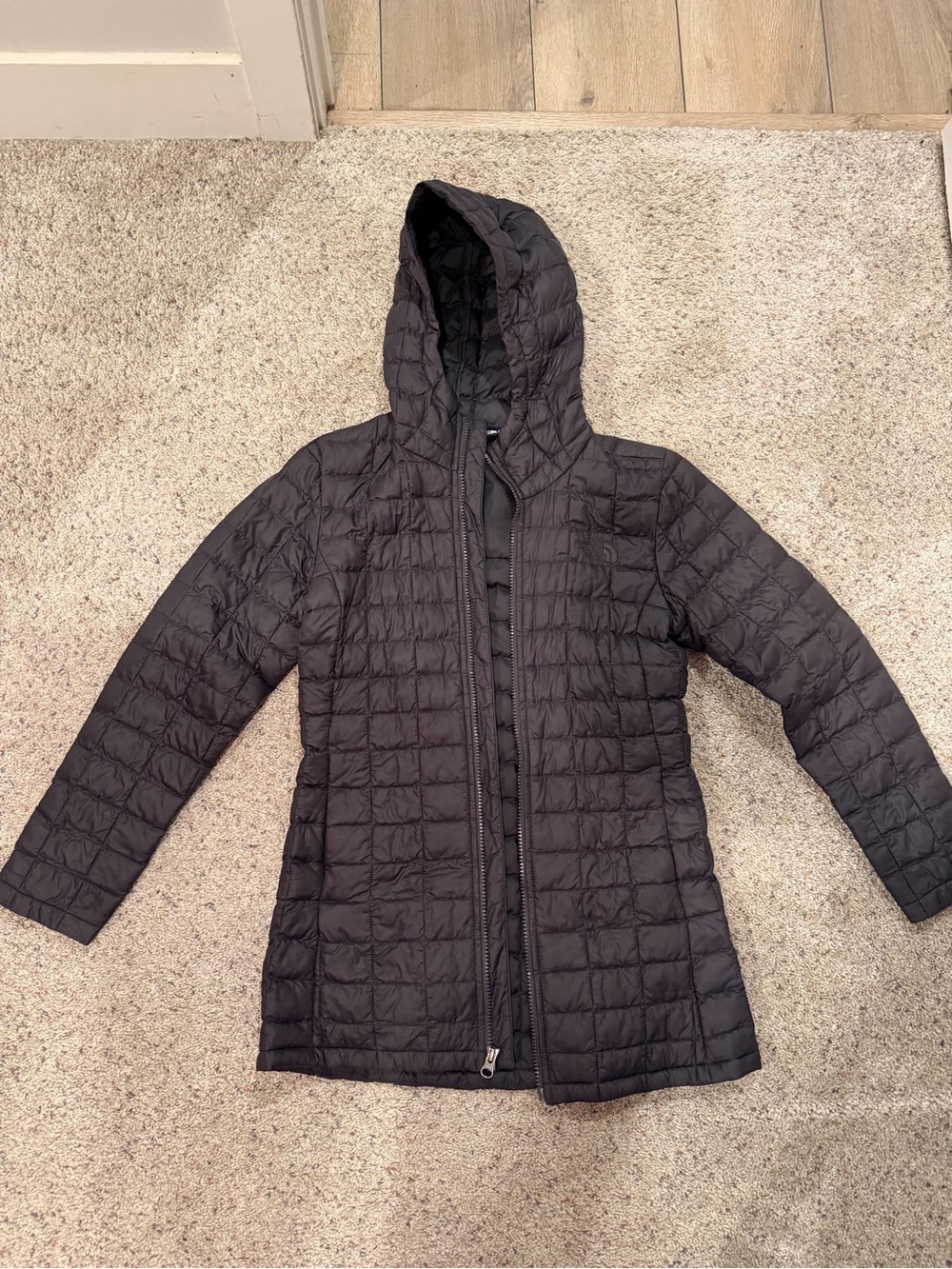 The North Face Girls' Hooded Quilted Puffer Jacket - Black